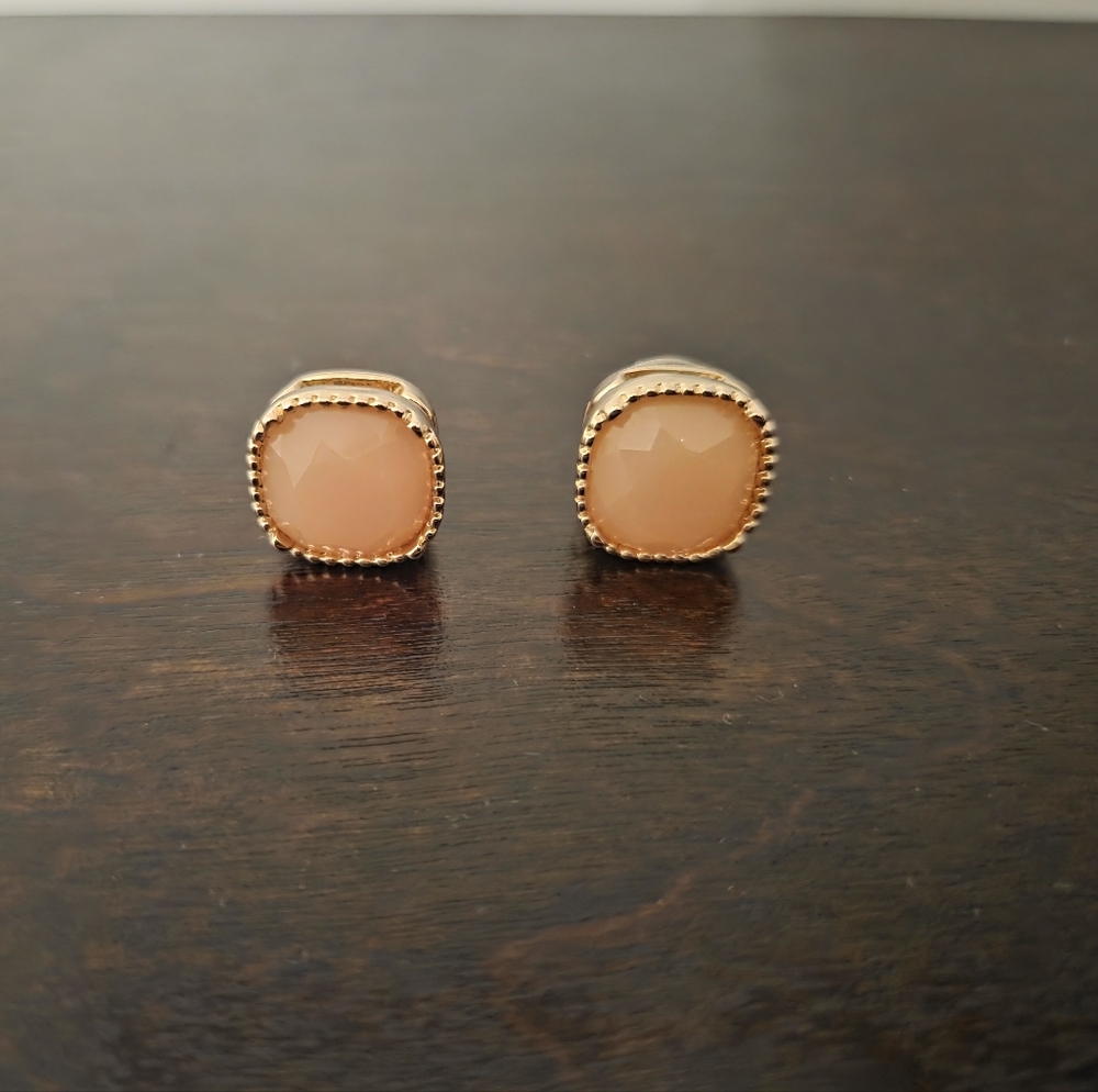 Gold and Pink Stud Earrings